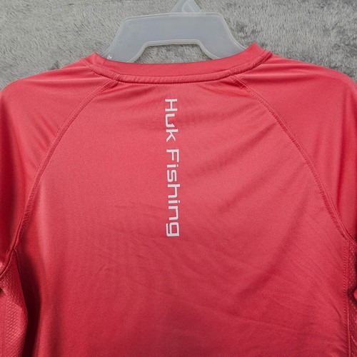 Huk Performance Fishing Long Sleeve Shirt Youth Size YL Coral Pink Breathable - Picture 4 of 10