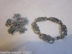 VINTAGE 1960'S COSTUME JEWELRY SILVERTONE FAUX TURQUOISE BRACELET & BROOCH SET