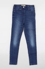 NEXT Girls Blue Cotton Blend Skinny Jeans Size 9 Months Slim Pullover