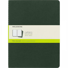 Moleskine Cahier XL Journal Set of 3 Plain Notebooks - 19 x 25cm - Myrtle Green