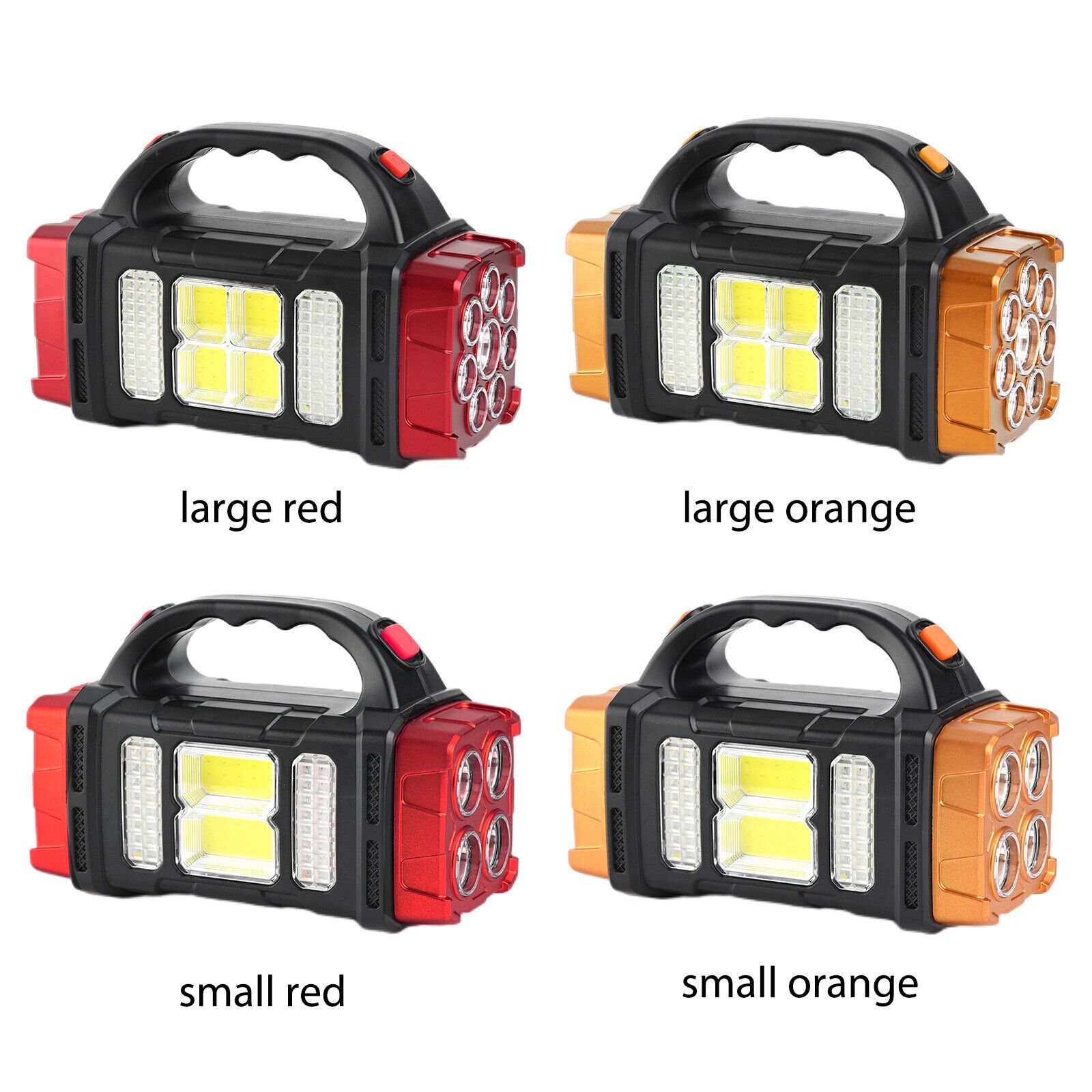 Solar LED+COB Flashlight Portable Searchlight USB Rechargeable Torch