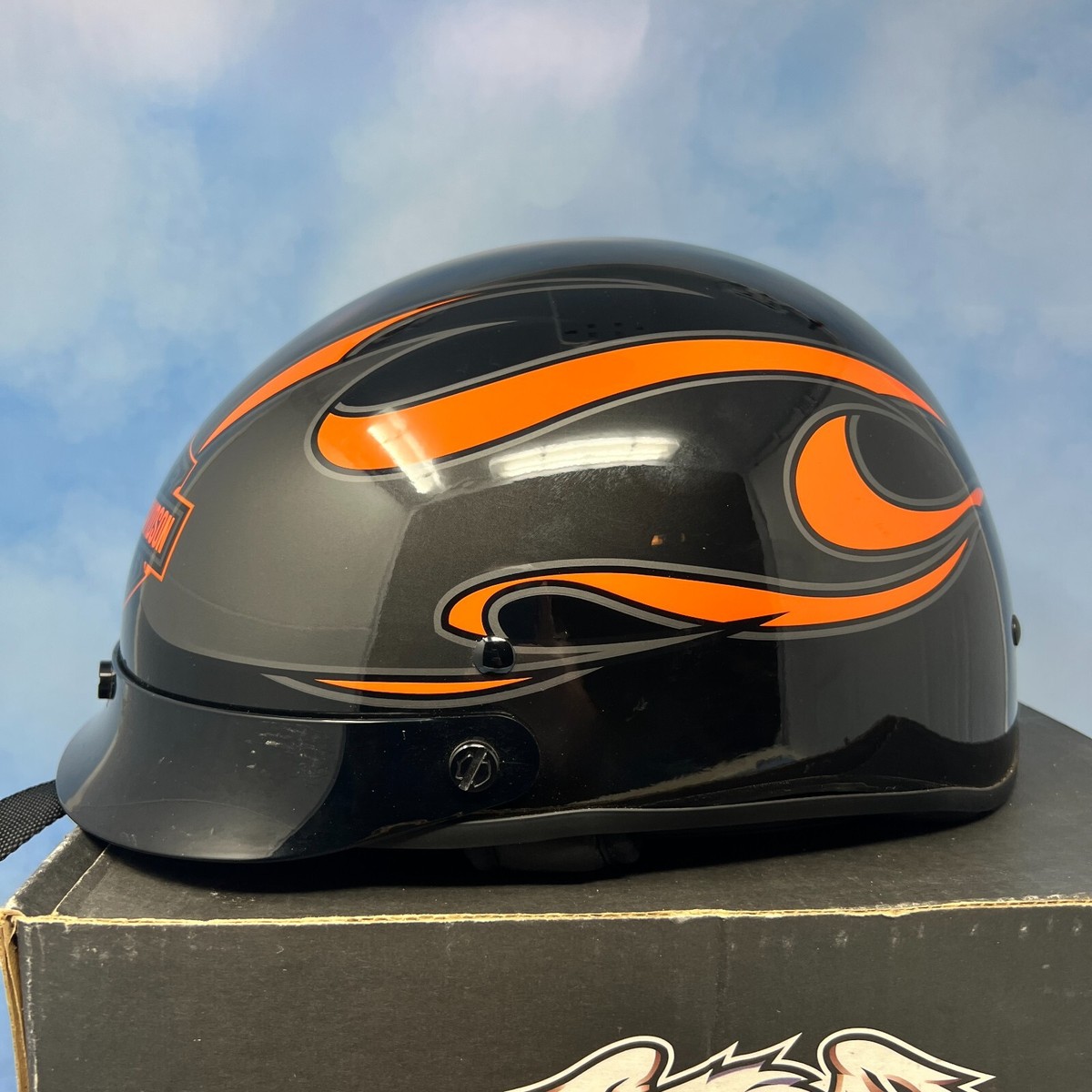 Harley Davidson Vintage 00's Orange Black Flame Motorcycle