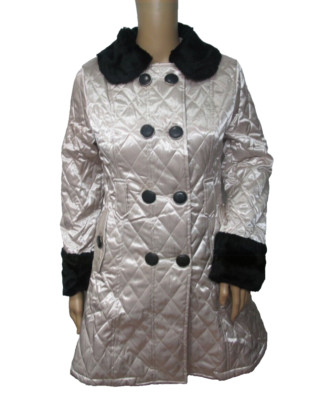 Maple Ivory/Light Gold Double Breasted Quilted Coat Size XS