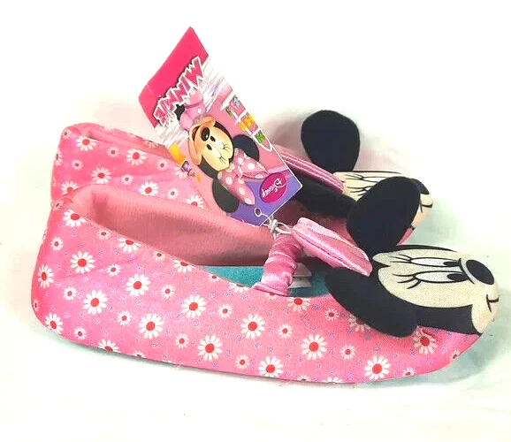Zapatillas Disney Junior Minnie Mouse Niñas Pequeñas Talla L 9-10 Rosa Negro Flores Foto 3 de 4