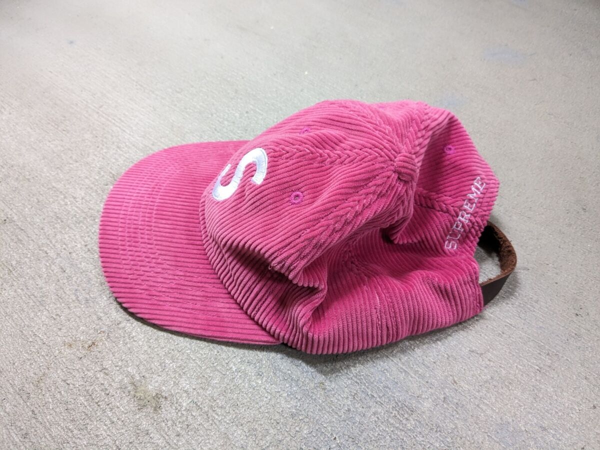 Supreme S Cap 6 Panel Corduroy Hat Magenta Pink Leather Supreme S Cap 6 Panel Corduroy Hat Magenta Pink Leather