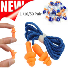 1-50pcs Corded Ear Plugs Reusable Silicone Earplugs With String Banded Ear Plug