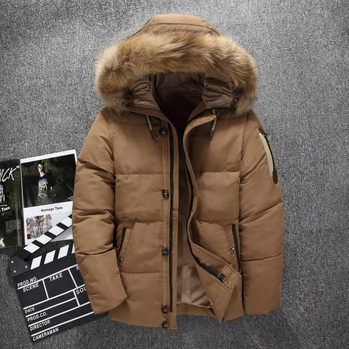 Herren Winterparka Wintermantel Pelzkragen Steppmantel Kapuzen Daunenjacke-M/4XL - Bild 22 von 22