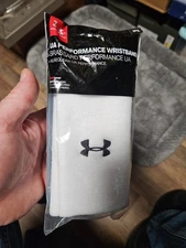 Under Armour Adult 6-inch Performance Wristband 2-Pack One Size Fits All White