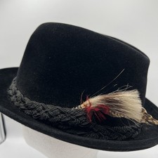 Vintage Dobbs Fifth Avenue Men's Black 100 Felt Fedora Hat size 7 1/4  