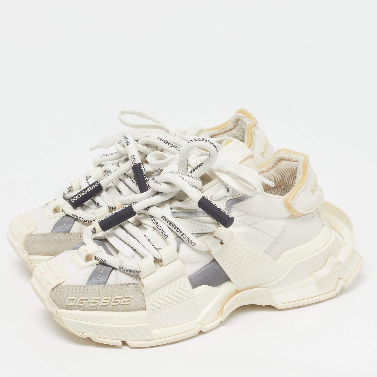 Dolce Gabbana Space Size 37 Tricolor Leather and Nylon Lace Up