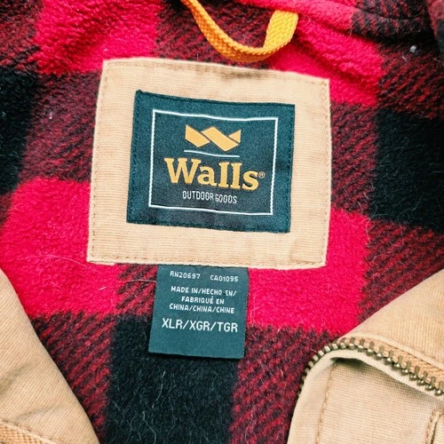Walls Outdoor Goods Mens XL Canvas Work Vest Buffalo Plaid Fleece Lined Tan image 7