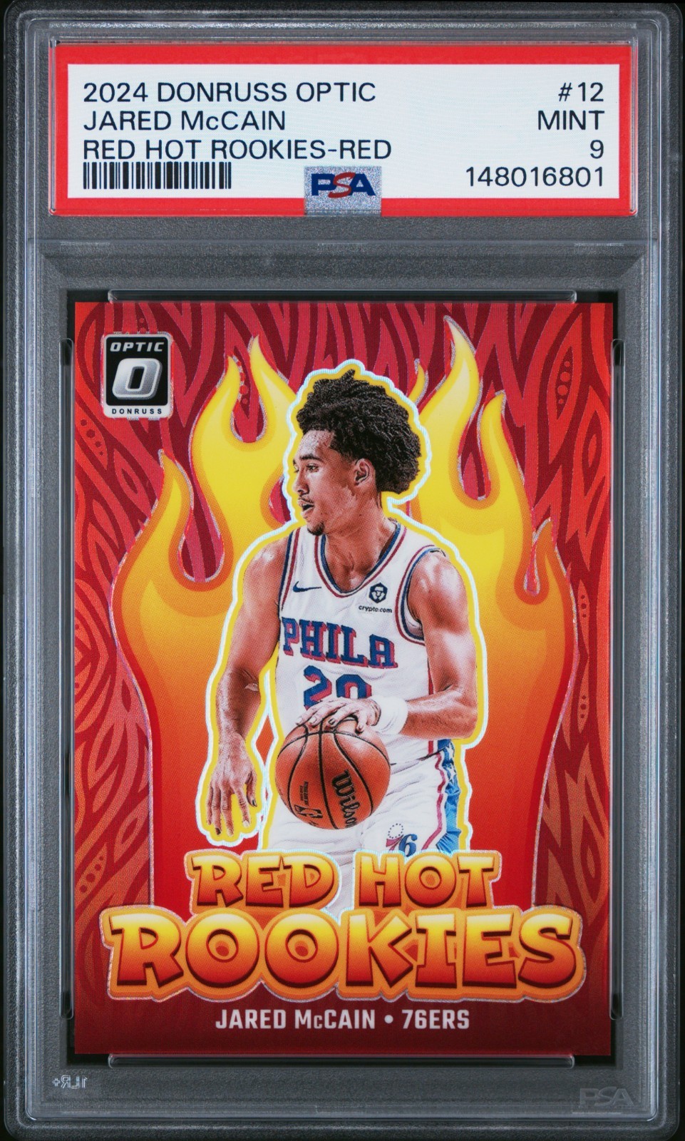 Jared McCain 2024-25 Donruss Optic Red Hot Rookies Red /99 PSA 9 RC
