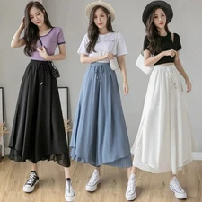 Korean Style Spring Autumn New Folded Chiffon High Waist Wide Leg Pants Fashion