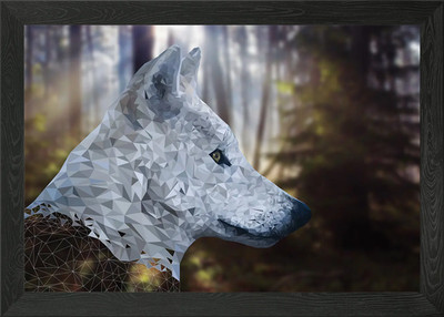 Polygon Wolf gerahmtes Wandbild Poster Leinwanddruck Bild