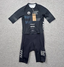 WYN Republic Triathlon Suit Mens Medium Blue EMJ Velocity+ Sponsor Logos (B)