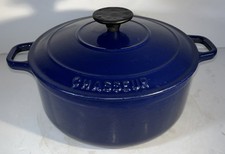 CHASSEUR INVICTA CAST IRON ENAMELLED 22cm BLUE ROUND CASSEROLE & LID