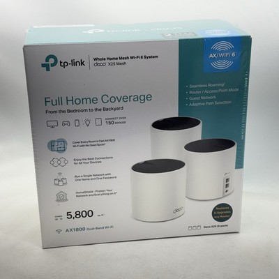 TP-Link Deco X25 AX1800 WiFi 6 Mesh System 3-pack 5800 Sq Ft Sealed dual-band