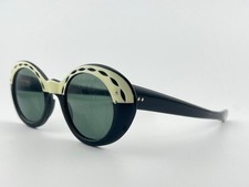 VINTAGE MIDCENTURY BLACK WHITE OVAL SUNGLASSES 1960 MADE IN FRANCE