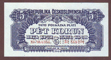 Czechoslovakia   5 Korun  1944  SPECIMEN   Gem UNC