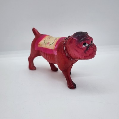 Vintage Celluloid Red Bulldog Figurine Toy Made In Japan