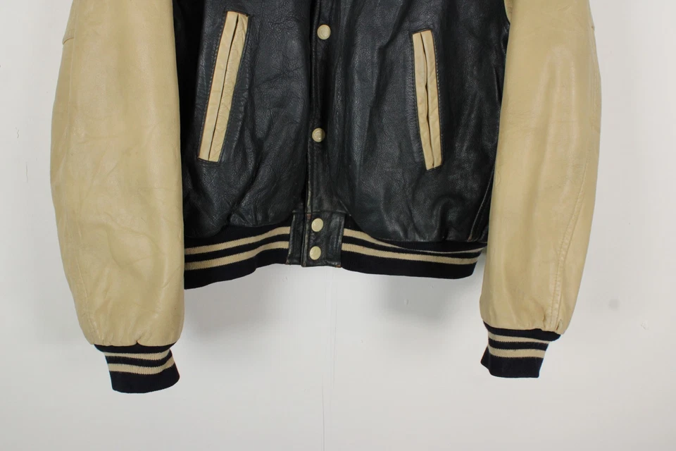 Redskins 84 Vintage Leather Varsity Jacket Mens XL Navy College Baseball USA - Image 4 of 4