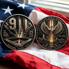 9/11 Never Forget 25 Years Challenge Coin 2001-2026 Memorial Tribute