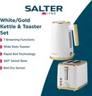 STYLISH White & Gold Microwave 3KW Kettle 2 Slot Toaster & Kitchen Canister Set