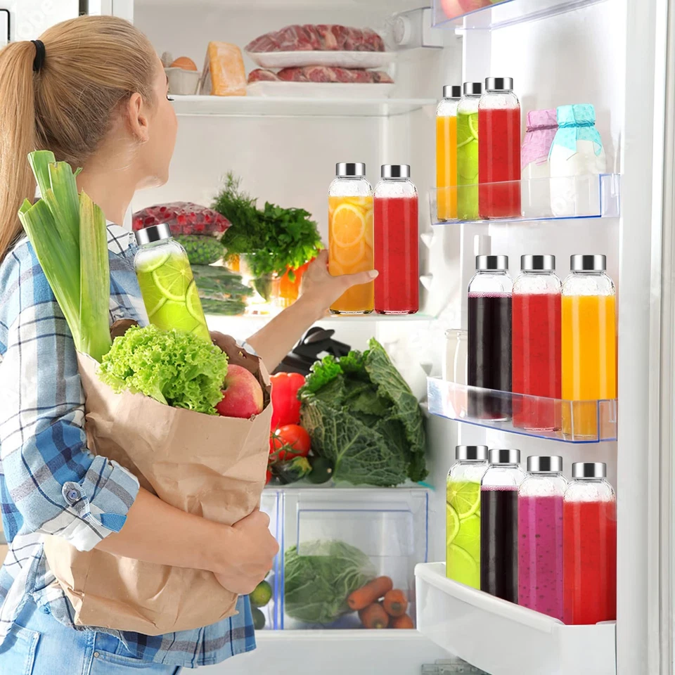 Botellas de vidrio transparente con tapas 18 oz, botellas de agua de vidrio reutilizables con mancha... Foto 4 de 4