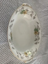 Narumi China Avalon 421 Oval Serving Dish White Yellow Flowers Gold Trim