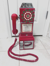 Crosley RED 1957 Reproduction Pay Phone With Coin Bank Model Tested No Key