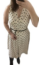 Ann Taylor Polka Dot Sleeveless V-Neck Knee A-Line Dress Size 8