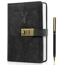 Journal With Lock A5 PU Leather Diary With Lock 240 Pages, Retro Journal With...