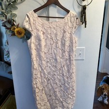 Tommy Hilfiger Blush Lace Cap-Sleeve Sheath Dress Women’s 14