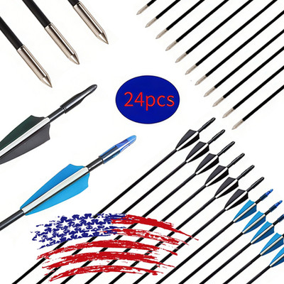 24pcs 31 Inch Fiberglass Arrow Set for Archery Training Durable Shaft Blunt Tip