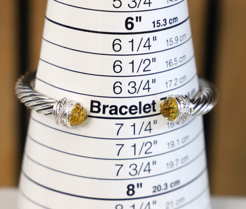 Women's David Yurman Lemon Citrine Bracelet Silver & Diamonds, 7mm, size Medium