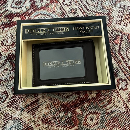 DONALD J TRUMP Signature Collection Front Pocket LEATHER WALLET in BOX - New