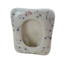 Takahashi San Francisco White Porcelain Mini Picture Frame Purple Blue Flowers