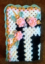Granny Square Crocheted Baby Blanket Cradle Bassinet Receiving Blanket w/Flowers