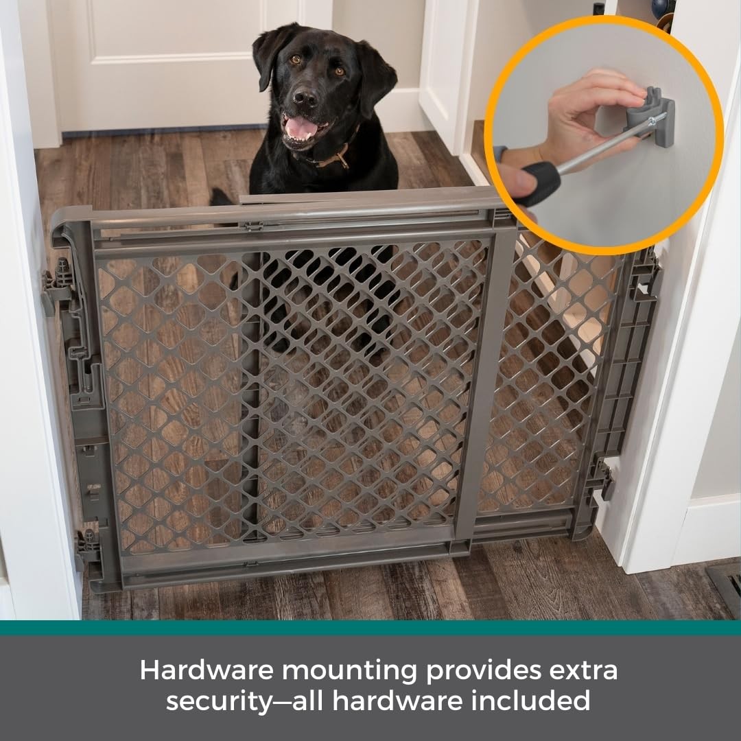 North States MyPet 2-in-1 Easy Swing Petgate: 27-41 Wide Dog Gate. Safety