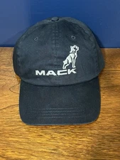 Mack Trucks Black Bulldog Embroidered Adjustable Strapback Trucker Hat Cap 