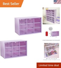 2PCS Mini Desk Drawer Organizer with 9 Clear Drawers - Elegant Purple Solution