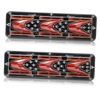 2PCS Truck Tail Lights - 24V Flowing Turn Signal & Brake Lights for Car, 