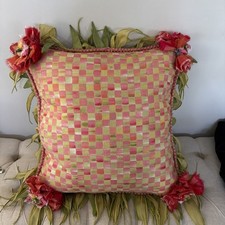 Retired Mackenzie Childs Tulip Check Pillow Pre Owned **READ*