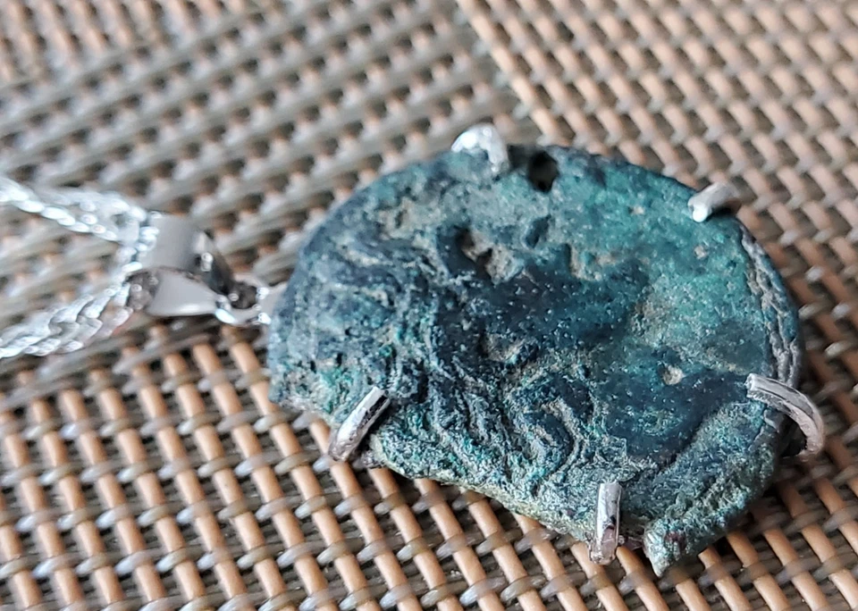 Collar de plata colgante moneda Macedonia romana antigua retrato de Alejandro Magno Foto 2 de 4