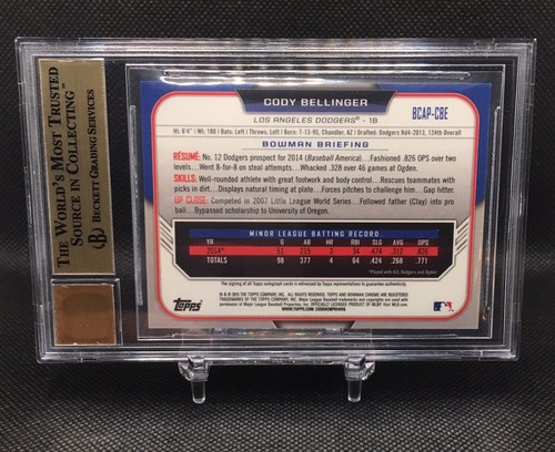 2015 Bowman Chrome Cody Bellinger Dodgers RC Rookie AUTO BGS 9.5 w/ 10 - Picture 2 of 2