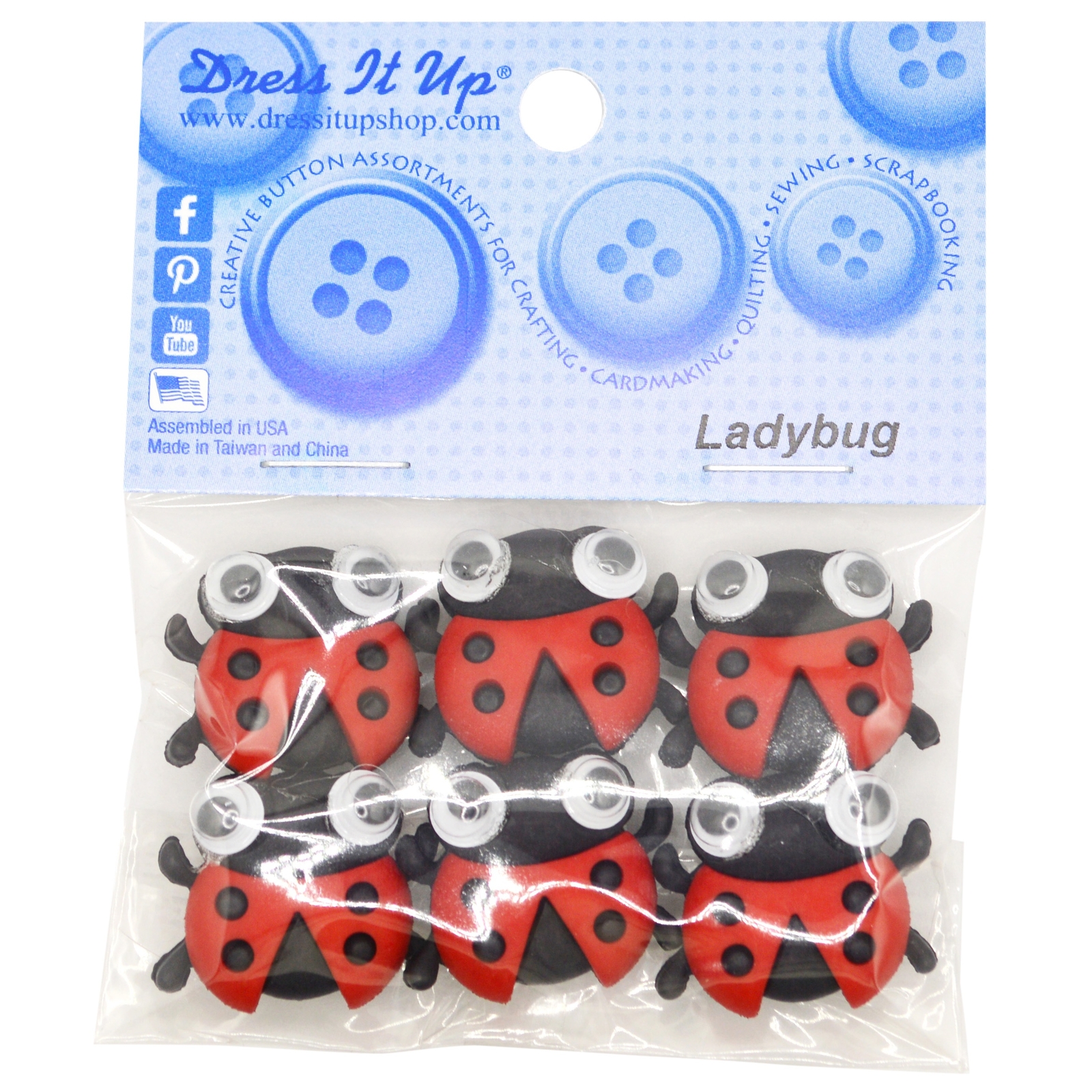 Ladybug Embellishments for Crafts - Pack of 6 Adorable Decorations-image