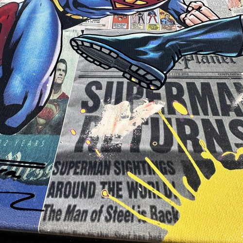 Jozza “Superman” Mixed Media Britto Style Painting $5500 Original 2017 Batman - Picture 8 of 15