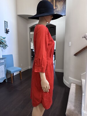 Anthropologie MAEVE Shirt Dress Size 6 Button Down 3/4 Sleeve Burnt Orange  Lined | eBay