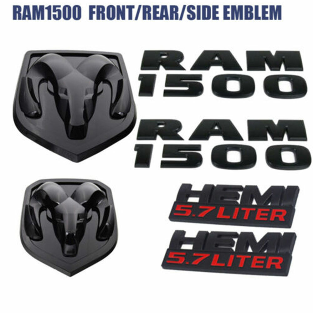 Flat Black 3D Tailgate Ram Emblem Trim Rear Letters For 2015~2018 Dodge Ram 1500