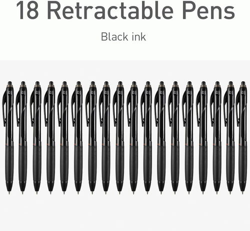 BR-T Retractable Ballpoint Pens, 18 Count, Black , 0.7 Mm Fine Point, Smooth Wri - Bild 3 von 7